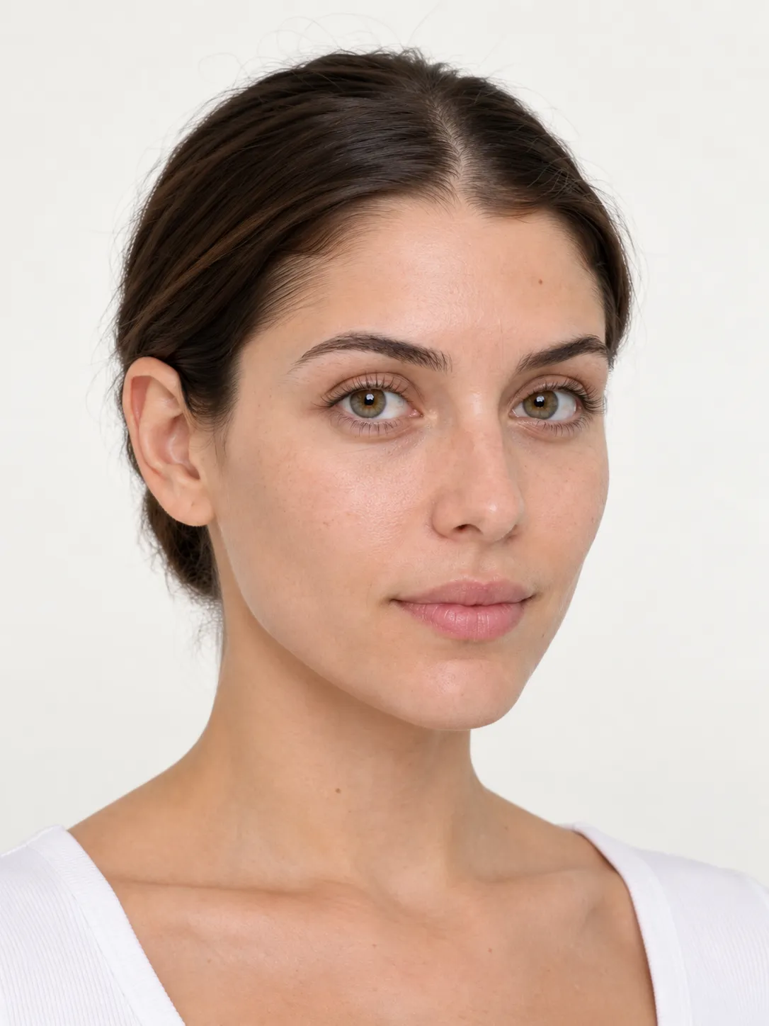 Patient photographed at a 45-degree angle for a dermArtis photo consultation
